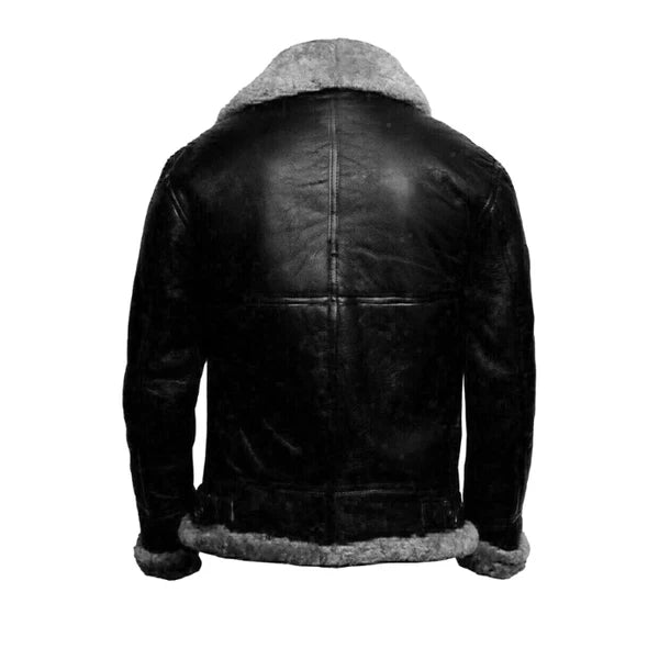 Boehne B3 Black Leather Bomber Jacket