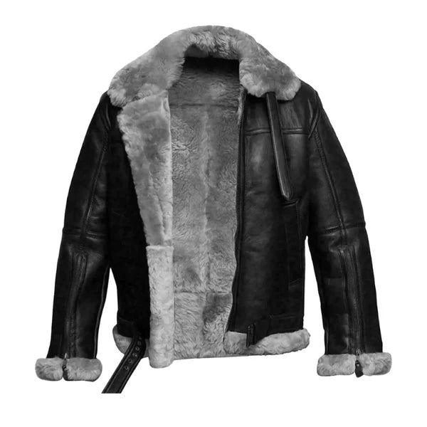 Boehne B3 Black Leather Bomber Jacket