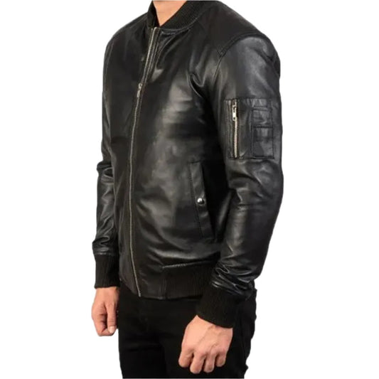 Men's Black Bomia Leather Jacket