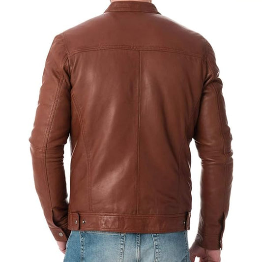 Men's Brown Lavendard Leather Jacket