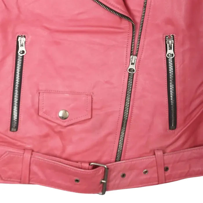 Barbie Pink Croped Leather Jacket