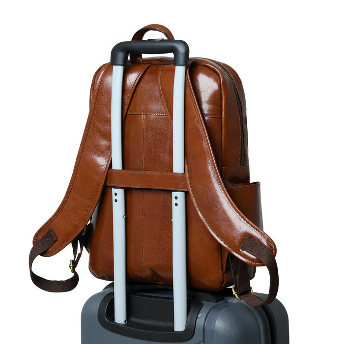 Luxury Tan Italian Leather Backpack