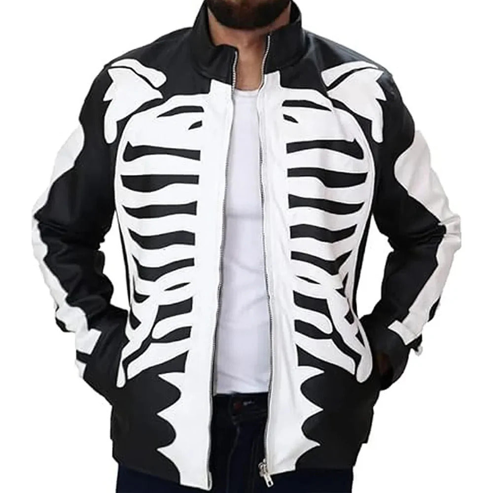 Rob Zombie Skeleton Bones Skull Leather Jacket