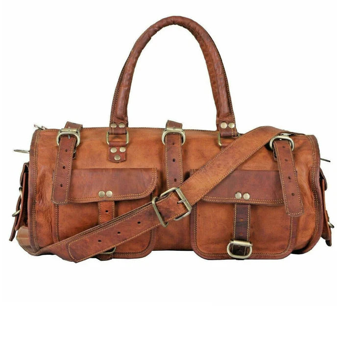 Flexible Rustic Leather Duffle Bag