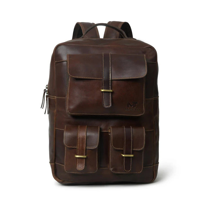 Premium Leather Backpack with Multiple Pockets