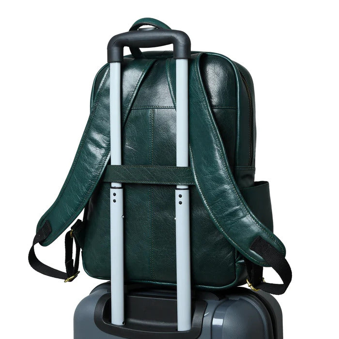 Luxury Green Italian Leather Backpack