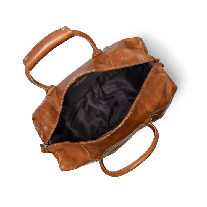 Premium Brown Leather Duffle Bag with Wheels