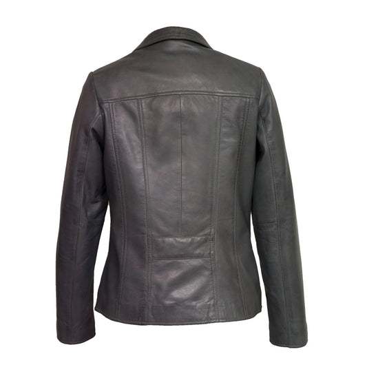 Women’s Modern Grey Leather Biker Jacket