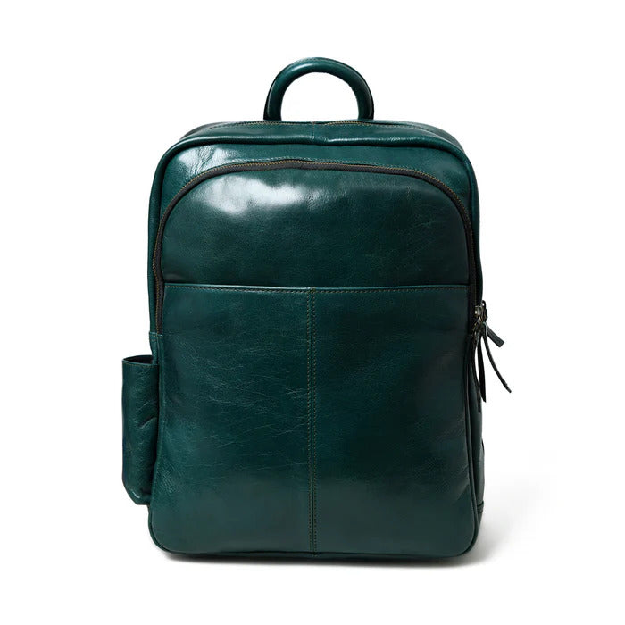 Luxury Green Italian Leather Backpack