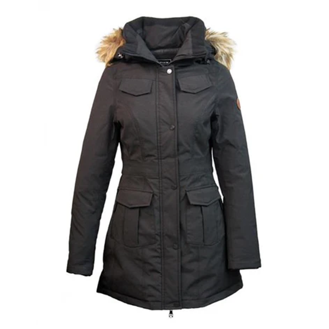 Women's Black Parka Moto Leather Jacket