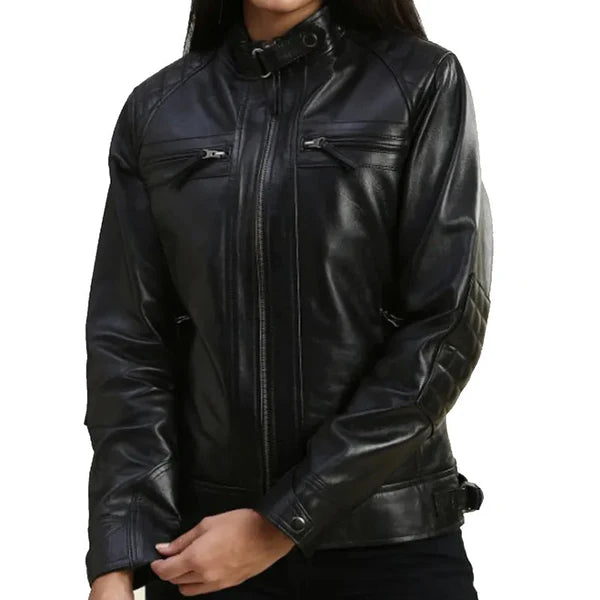 Women's Black Biker Leather Jacket