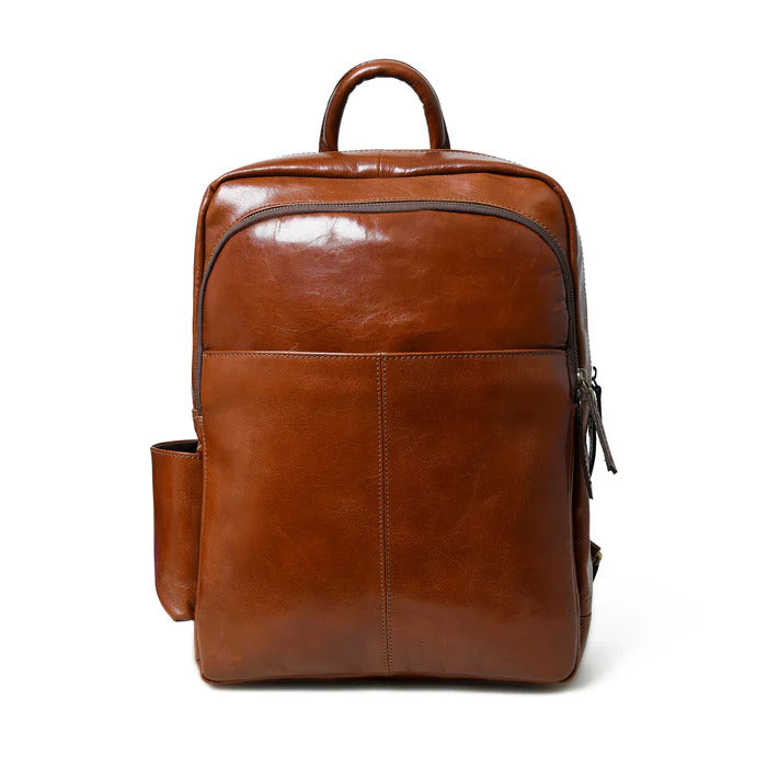 Luxury Tan Italian Leather Backpack