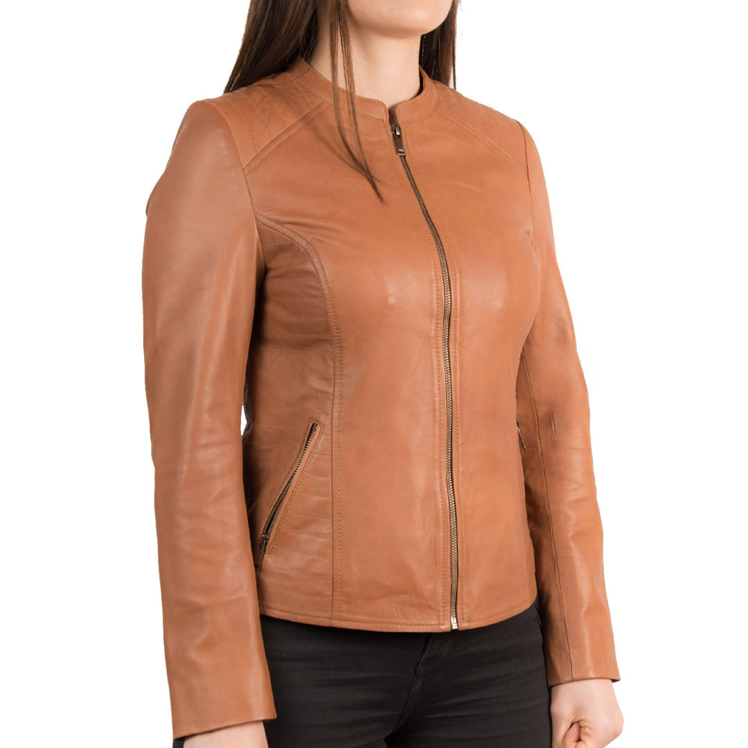 Women’s Classic Purdy Tan Leather Jacket