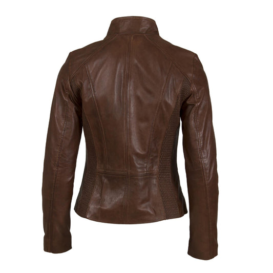 Women's Rochelle Brown Tan Elegance Leather Jacket