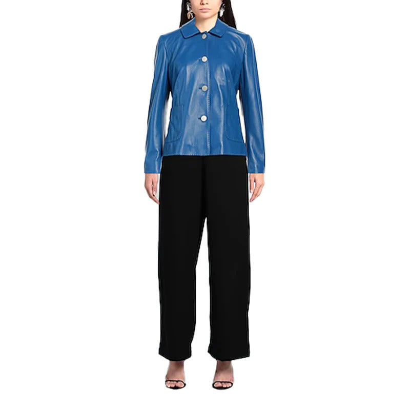 Women's Blue Tagliatore Leather Jacket