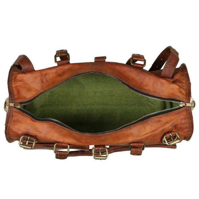 Flexible Rustic Leather Duffle Bag