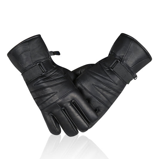 Black Winter Leather Gloves