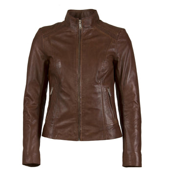 Women's Rochelle Brown Tan Elegance Leather Jacket