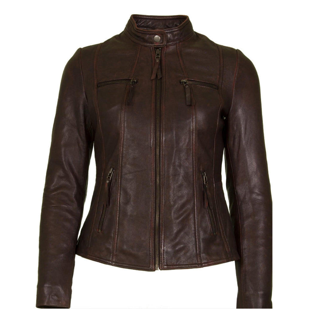 Women’s Vintage Burgundy Leather Jacket