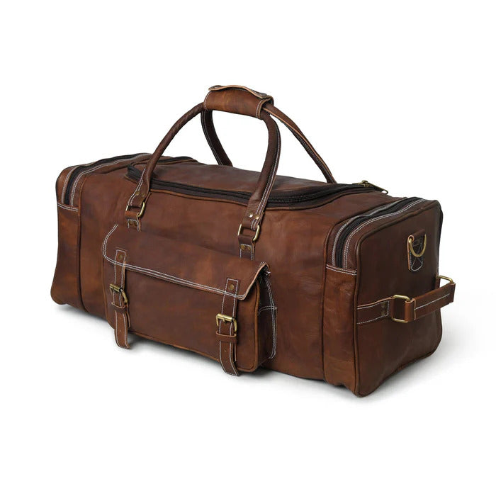 Premium Leather Travel Duffle Bag