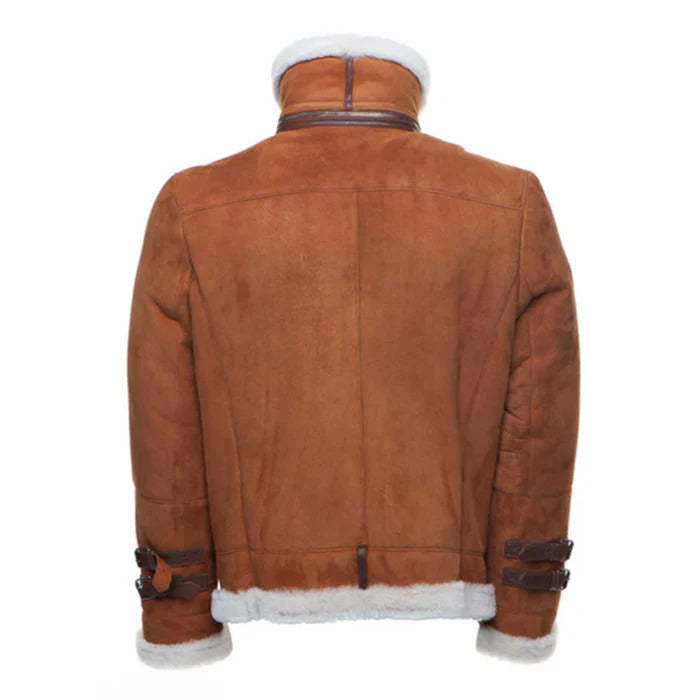 Men's Brown Hagan's Bomber Suede Shearling Jacket