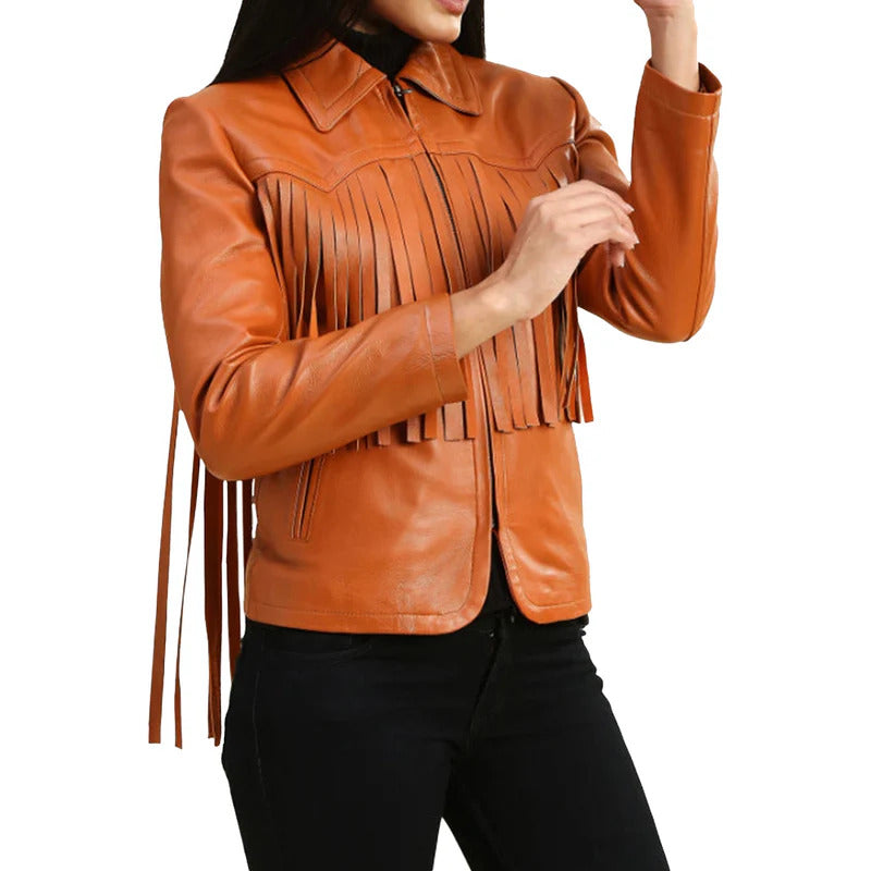 Women’s Brown Fringe Leather Jackets