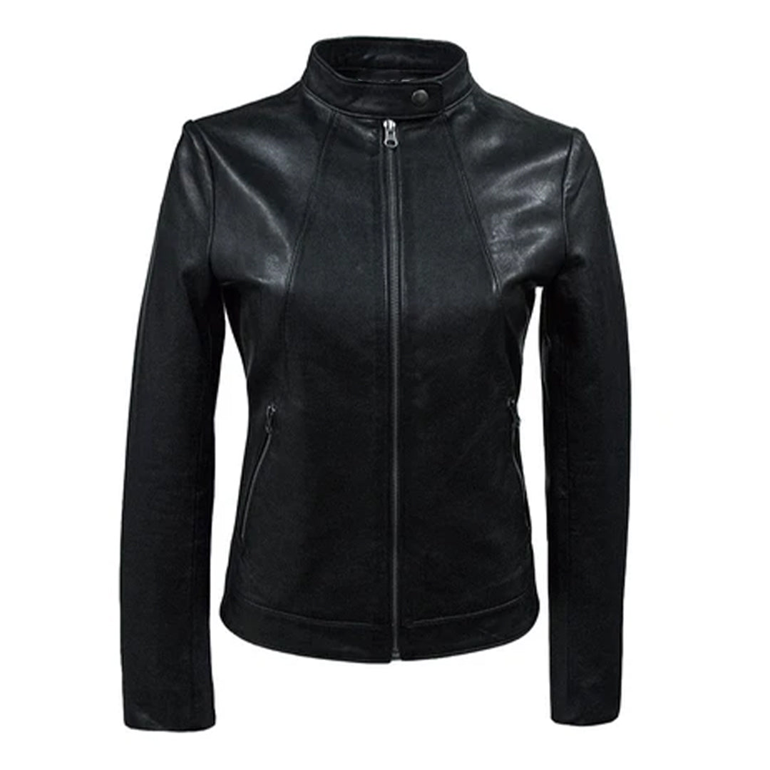 Women's Black Prison Moto Leather Jacket