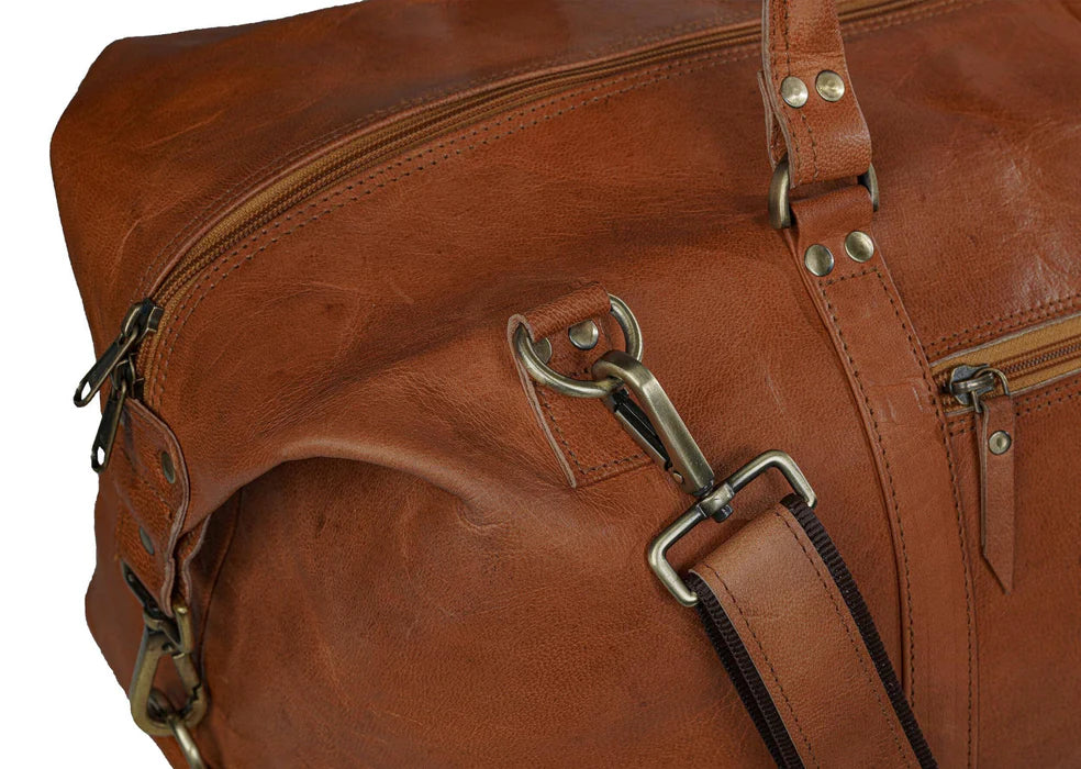 Chicago Brown Leather Duffle Bag