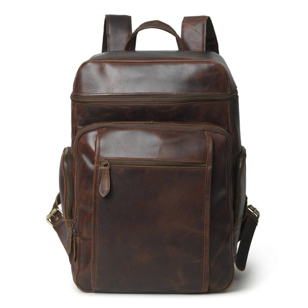 Alpha Brown Buffalo Travel Leather Backpack