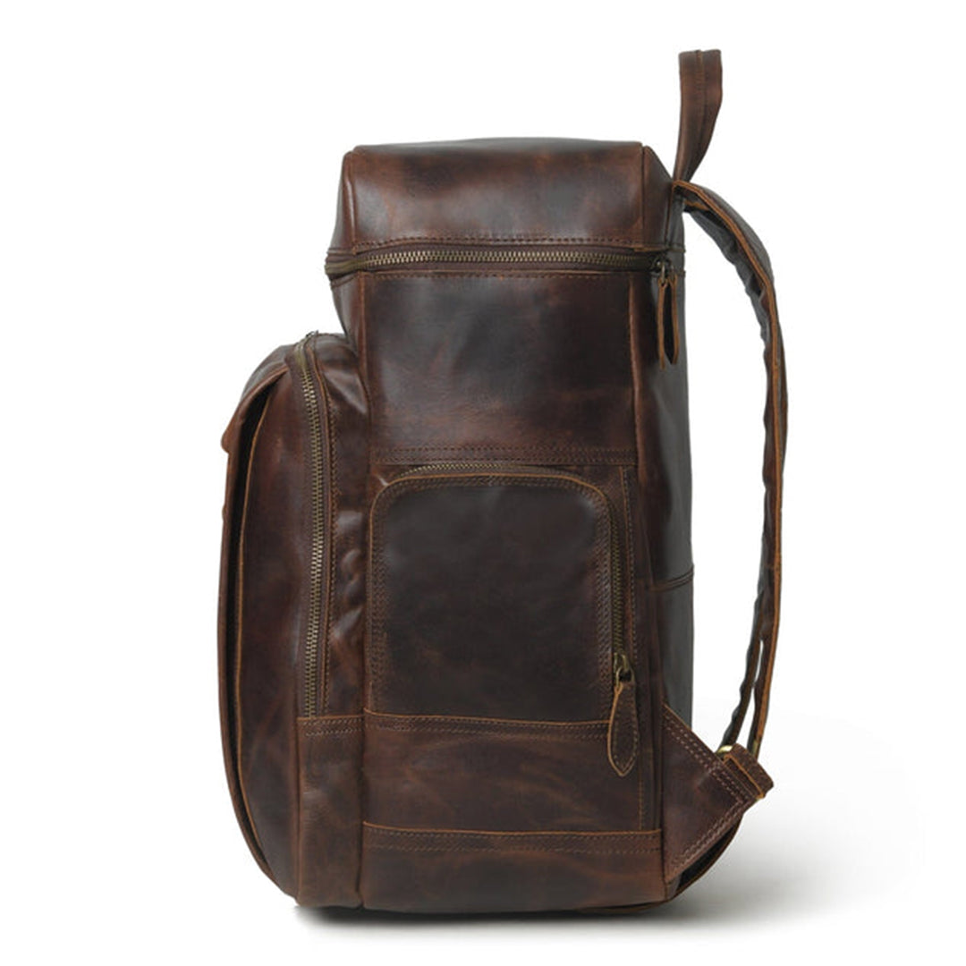 Alpha Brown Buffalo Travel Leather Backpack