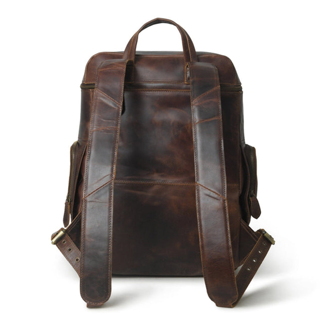 Alpha Brown Buffalo Travel Leather Backpack