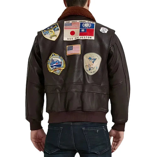 Top Gun Brown Maverick Bomber Leather Jacket