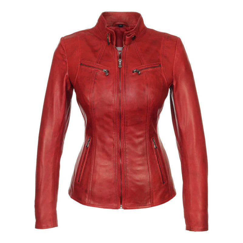 Women's Red Versona Leather Jacket