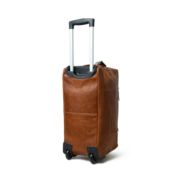 Premium Brown Leather Duffle Bag with Wheels