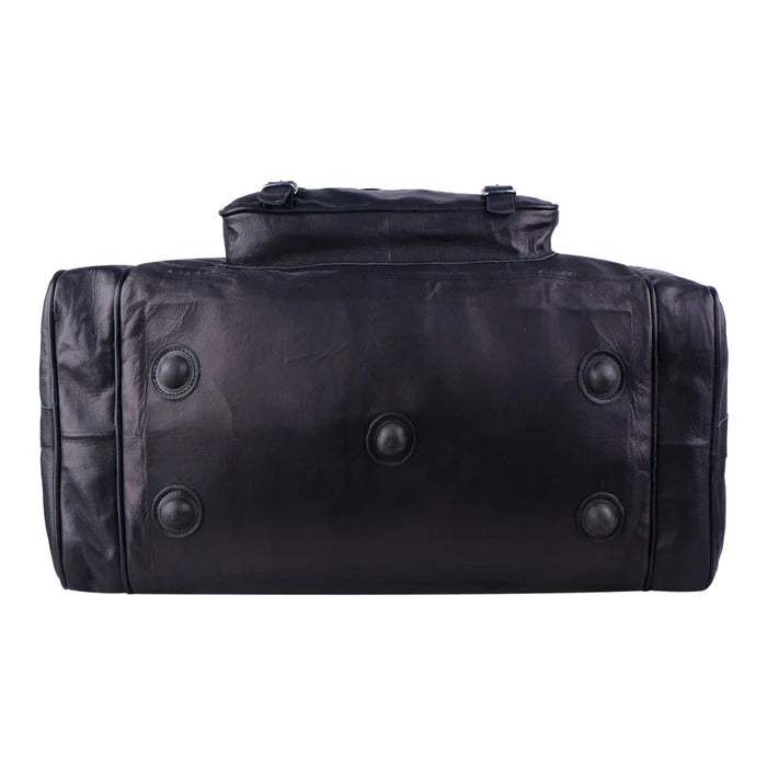 Black Leather Duffle Bag for Travel