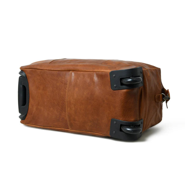 Premium Brown Leather Duffle Bag with Wheels