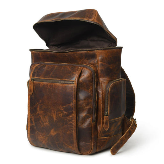 Alpha Caramel Buffalo Travel Leather Backpack