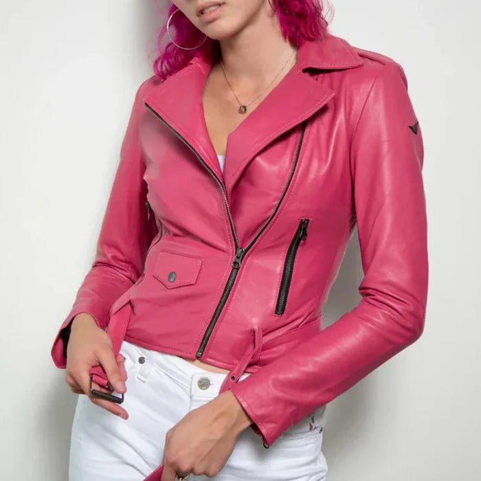 Barbie Pink Croped Leather Jacket