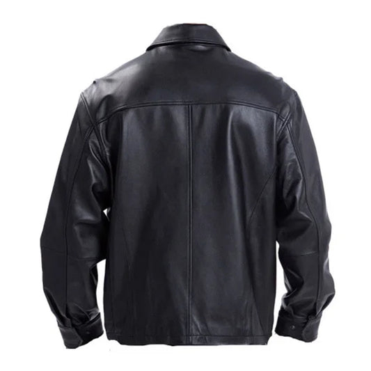 Men's Black Dwanye Johnson leather jacket