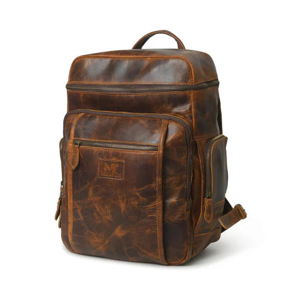 Alpha Caramel Buffalo Leather Travel Backpack