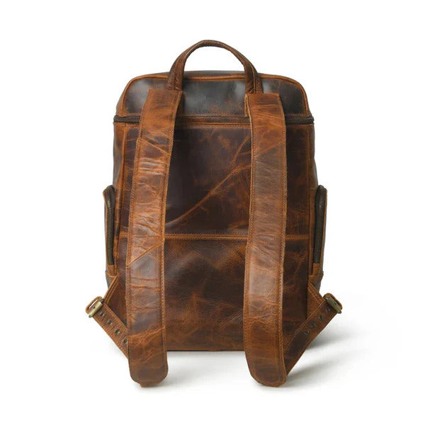 Alpha Caramel Buffalo Leather Travel Backpack