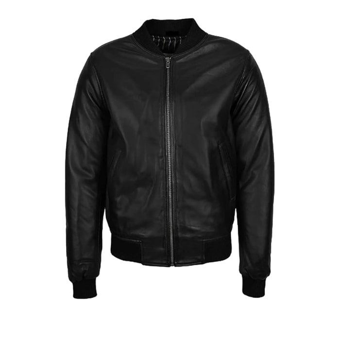 Beazley MA1 Black Leather Bomber Jacket