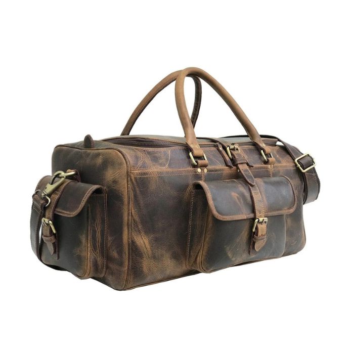 Buffalo Leather Weekender Duffle Bag