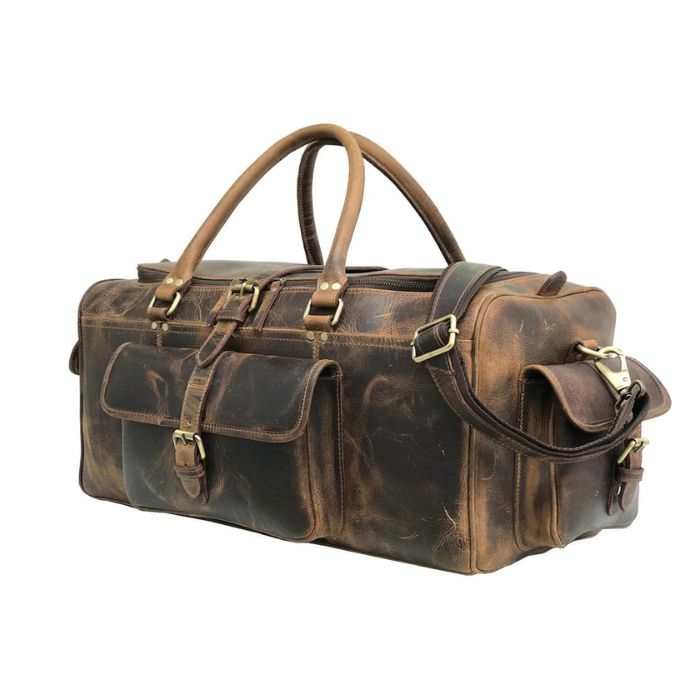 Buffalo Leather Weekender Duffle Bag