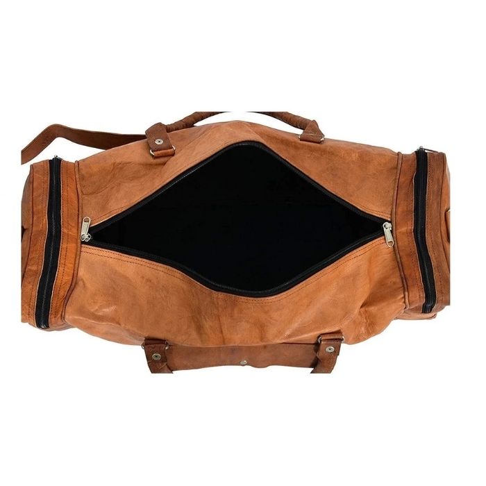 Classic Tan Leather Duffle Bag