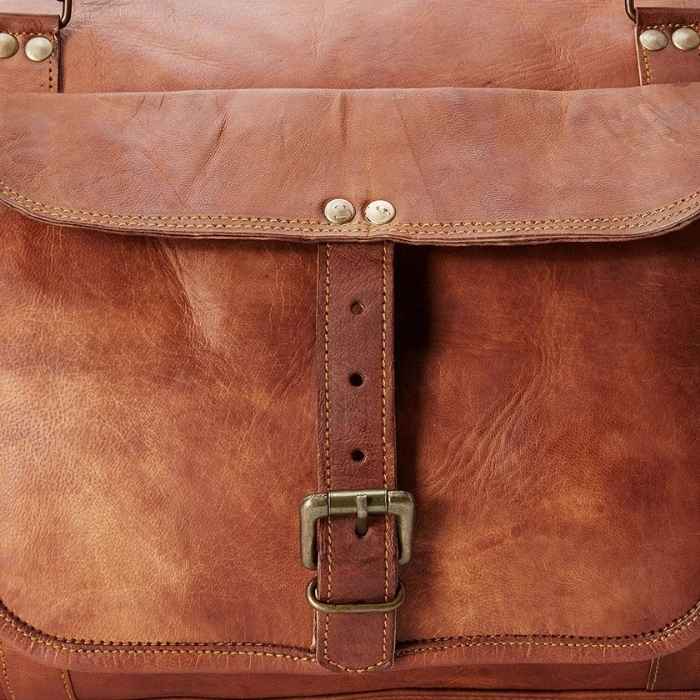 Classic Tan Leather Duffle Bag