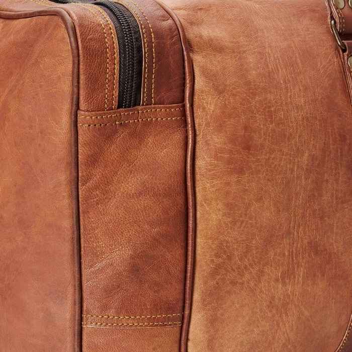 Classic Tan Leather Duffle Bag