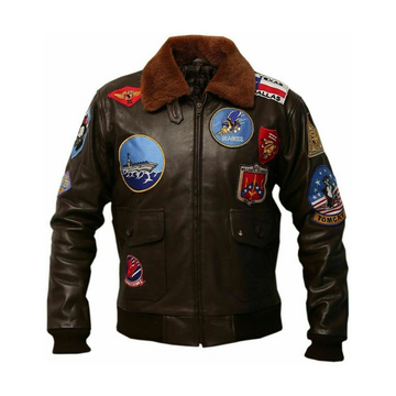 Top Gun Brown Maverick Bomber Leather Jacket