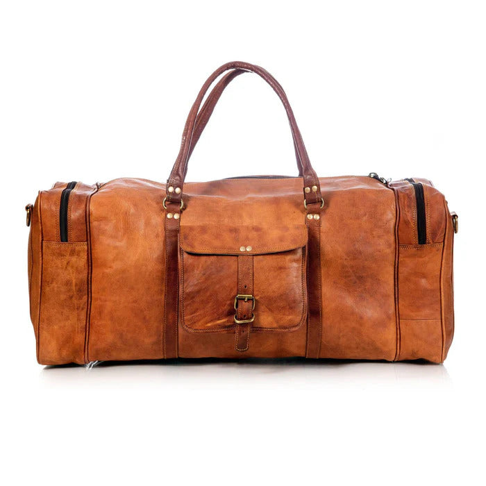 Full Grain Leather Weekender Duffle Bag