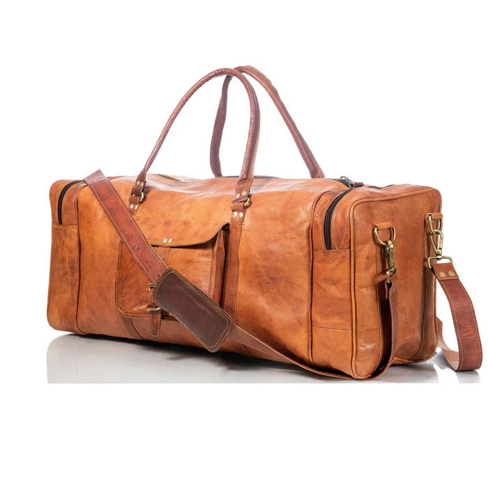 Full Grain Leather Weekender Duffle Bag